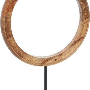 Deco 79 Mango Wood Geometric Circle Sculpture with Marble Stand, 11" x 4" x 17",